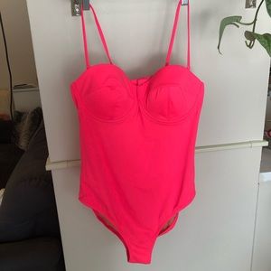 NWOT J. Crew Hot Pink Cutout One Piece